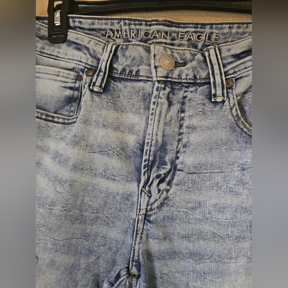 AMERICAN EAGLE Jeans Mens Distressed AirFlex 360 Skinny US 34x30 Light Wash Blue - Picture 2 of 8